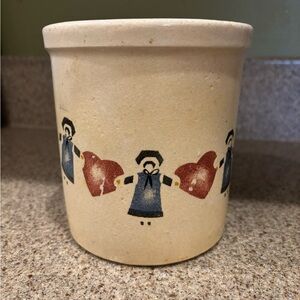 Charming Cream and Blue Heart Motif Vase